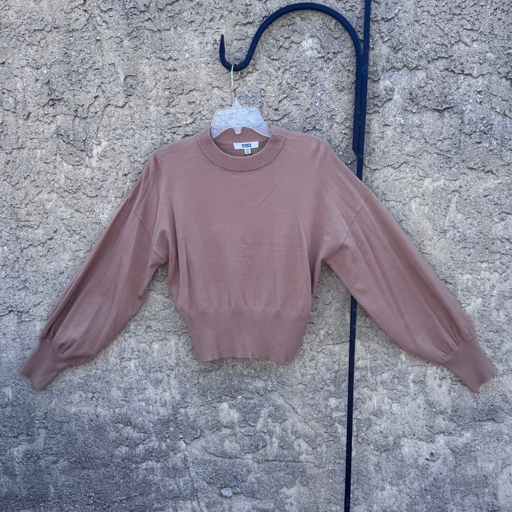 BB Dakota Steve Madden Sweater Women XS Camel Balloon Sleeve Crew Neck BL36063N